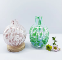 Vase centre de table en verre Art Déco, grand format, fait main, écologique, en forme de grenade, pour présentation sur table