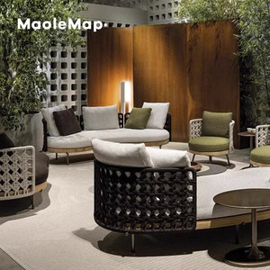 Al Aire Libre ratán patio hotel moderno teca sofá curvo Balcón de madera maciza tumbona Villa jardín sillas patio muebles conjunto - Product Image 5