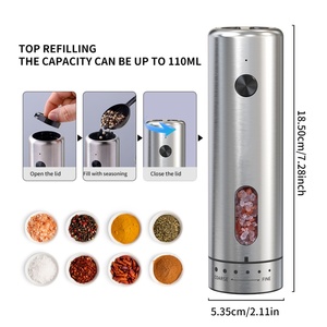 External Adjustable Electric Rechargeable Salt and <b>Pepper</b> <b>Grinder</b> Set Stainless Steel Automatic Salt & <b>Pepper</b> <b>Grinders</b> - Product Image 2