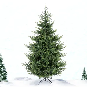 Предварительно зажженная Классическая зеленая Рождественская елка из ПЭ и ПВХ смешанного цвета 5 футов-10 футов для праздничных украшений со светодиодными лампочками