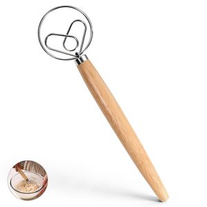 Nouveau batteur à œufs et à farine en acier inoxydable, mélangeur de pâte double <span class=keywords><strong>cercle</strong></span> et simple <span class=keywords><strong>cercle</strong></span>, 13 pouces, fonction poudreuse en bois de chêne - Product Image 2
