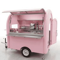 Chariot de boulangerie mobile rond et coloré, remorque alimentaire simplifiée, kiosque de concession remorquable pour gâteaux et pâtisseries