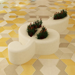 Creative Shopping Mall Bench Modular FRP Planter Seat Artistic Flower <b>Pot</b> Chair for Co Working Space - Product Image 3