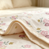 Parure de lit florale élégante rose imprimée en tissu doux, housse de coussin, draps de lit king size, drap-housse imperméable – Vente en gros