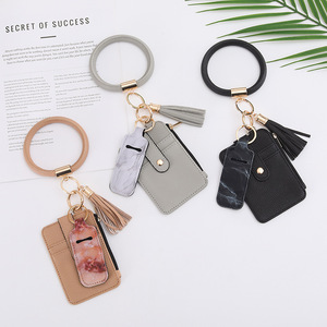 Bolsa de dinero a la moda para mujer, cartera, tarjetero, bolso de lápiz labial, llavero, muñequera de cuero Pu, llavero con borlas para tarjeta de crédito, monedero - Product Image 6