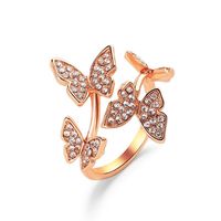 Bague ajustable Mylove personnalisée en laiton plaqué or rose avec micro-pavé de zircone cubique et multiples papillons – Vente en gros