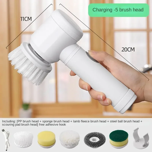 Cordless Rotary Scrubber with 5 Replaceable <b>Brush</b> Heads Rechargeable Bathroom and Kitchen Tile Cleaning <b>Brush</b> - Product Image 6