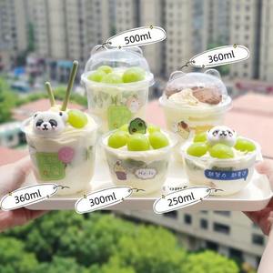 ถ้วยพลาสติกใสรูปตัวยูสำหรับเค้กสตรอว์เบอร์รีคุณภาพสูงแบบขายส่ง ฝาปิดลายแพนด้า ดีไซน์สร้างสรรค์ - Product Image 5