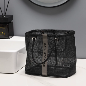 Black Mesh <b>Shower</b> Caddy Portable Bathroom Storage Basket Foldable Toiletry Organizer <b>Bag</b> with Handles for Travel Dorm - Product Image 2