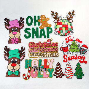 Parches bordados de chenilla personalizados directos de fábrica, diseño navideño para ropa con letras y logotipo - Product Image 6