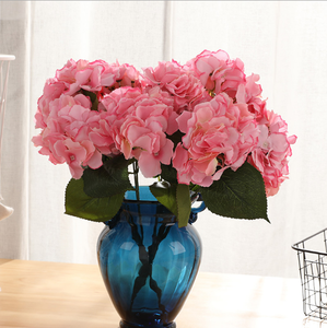Venta caliente 5 cabezas artificial Hortensia azul Flor de seda para la decoración de interiores - Product Image 5