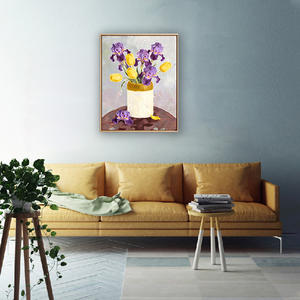 Stampa d'arte murale dipinta a mano su tela: Natura morta con iri <span class=keywords><strong>di</strong></span> colore <span class=keywords><strong>viola</strong></span> |   Quadro su Tela Incorniciato |   Decorazioni per la casa - Product Image 5