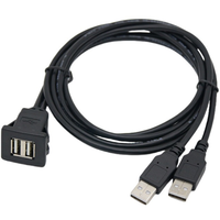 Pour voiture bateau moto double USB 2.0 mâle à femelle câble étanche à montage sur panneau
