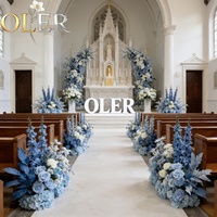 Tissu de haute qualité OLER blanc et bleu rose, fleurs artificielles non-décolorantes pour allée de mariage et décoration de table