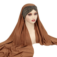 CCY Nouveau Modèle Hijabs Mode Instantanée à Paillettes pour Femmes Écharpe Musulmane Douce Dubaï Turban Couvre-chef Hijab