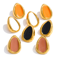 JINYOU 6504 Pendientes Clásicos con Forma de Gota de Agua, Dos Colores, Chapados en Oro, Esmaltados, Joyería