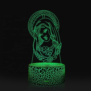 Lámpara de Noche Infantil con Sensor Táctil, Ilusión 3D de la Virgen María con Degradado de 7 Colores, Decoración para Dormitorio, Regalos de <span class=keywords><strong>Buena</strong></span> <span class=keywords><strong>Suerte</strong></span> - Product Image 3
