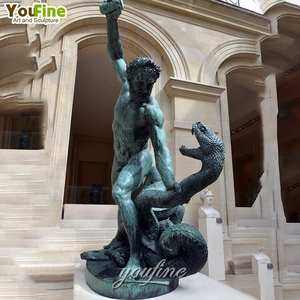 Estatua de Hércules de Bronce de Tamaño Real YouFine con Bate y Piel de León, Escultura Hecha a Mano de Mitología Griega para Jardín, Casa o Villa - Product Image 4