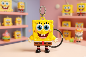 พวงกุญแจยางสปองจ์บ็อบตุ๊กตาการ์ตูนพร้อมโซ่แหวนโลหะผสมสังกะสี YL1062 - Product Image 2