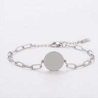 Bracelet rond en acier inoxydable gravable personnalisé Ywyougang, chaîne à maillons trombone avec breloque pour femme, idéal pour le quotidien et les cadeaux