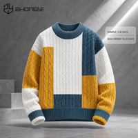 Pull molletonné à col montant pour homme, coupe ample, best-seller hiver ; Grande taille, tricoté en viscose synthétique, haute élasticité