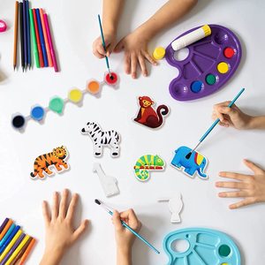 创意DIY动物绘画小雕像套装儿童3 + 27件工艺品陶瓷绘画彩色动物 - Product Image 3