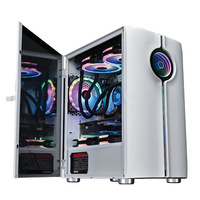 Bande lumineuse RVB à vente chaude, boîtier de PC ATX en verre trempé, côté rabattable, transparent, refroidissement par eau, panneau d'effet lumineux miroir