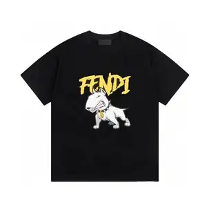 Primavera y verano nuevo TI de Fashion Bad dog logo estampado hombres y mujeres con camiseta de manga corta algodón cuantitativo alto