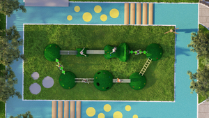 Parcours d'obstacles interactif Kidscamp pour enfants - structure <span class=keywords><strong>de</strong></span> jeu extérieure en bois/PVC/plastique/métal résistante au vent avec toboggans - Product Image 4