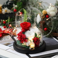 Konservierte Blumen in Glaskuppel Konservierte Hortensien Weihnachtsbaum Echte Ewige Rosen Langlebig 3-5 Jahre Muttertag Abschlussfeier