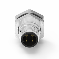 Connecteur électrique mâle universel étanche IP67 Nian-Yeong WP-04M2-101-11 M12 à codage D, 4 broches, verrouillage frontal, type à souder, 250V 4A