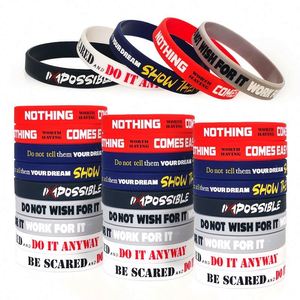 Pulseras de Silicona al por Mayor en Stock, Pulseras de Silicona Personalizadas con Frases Inspiradoras: Correa de Silicona, Brazalete de Goma - Product Image 1