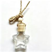 Flacon diffuseur de parfum pour voiture en forme d'étoile de 10 ml, vide et rechargeable, avec bouchon en bois, ornement parfumé pour voiture