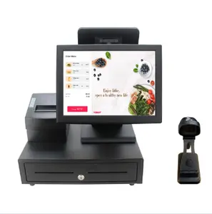 Micropos 15 inch i5 mainboard all-in-one pos system VFD 9.7 inch display MSR card reader point-of-sales POS Terminal for shop