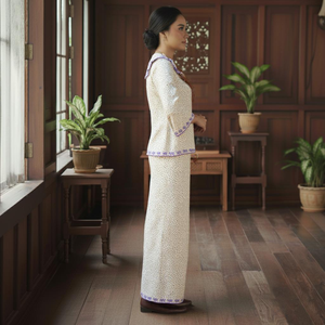 Robe maxi formelle pour femmes, Baju Kurung, modeste, musulmane, écologique, brodée, dentelle vintage, sans repassage - Product Image 3