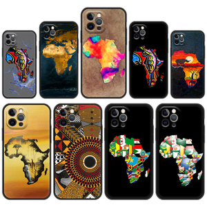 Carte de l'Afrique Couverture Géographie Peinture UV Impression Sublimation Étui pour téléphone portable pour iPhone 11 12 13 14 15 16 Pro Max - Product Image 1