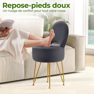 Taburete de tocador moderno de <span class=keywords><strong>terciopelo</strong></span> Rolanstar con almacenamiento oculto, respaldo plegable, taburete transformable, cómodo taburete de maquillaje - Product Image 4