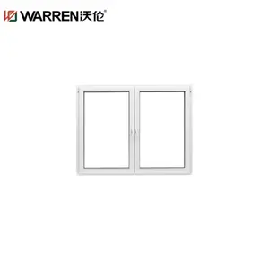 वॉरेन 22x36 पुश-आउट केसमेंट एल्यूमिनियम टेम्पर्ड ग्लास स्क्रीन के साथ सफेद आंतरिक खिड़की