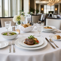 Service de table en mélamine, vaisselle blanche unie, assiettes rondes, bol pour la mise en place de tables de banquet d'hôtel