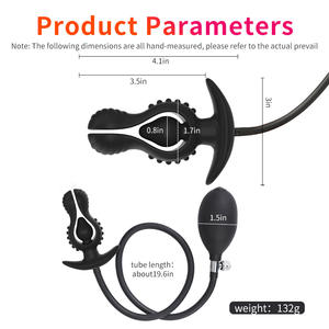 Soft Large <b>Black</b> Silicone Waterproof Inflatable <b>Pump</b> Air-Filled Massager Expandable Butt Anal Dilator Anus For Adult - Product Image 3