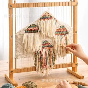 Wooden vertical weaving frame DIY textile machine tapestry weaving tools <b>cloth</b> loom foldable scarf weaving frame - Product Image 3