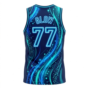 Camiseta de Baloncesto con Estampado Luminoso Personalizado, Diseña Tu Propia Ropa de Baloncesto, 100% Poliéster, Sin Mangas, Talla Grande - Product Image 2