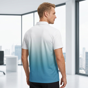 Polo dégradé pour homme, manches courtes, en coton tricoté, décontracté, pour le golf - Product Image 6