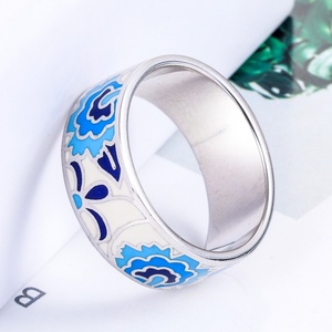 Bague en argent sterling 925 plaqué or 18 carats tendance pour mariage et fiançailles, avec émail, pour femmes - Product Image 3