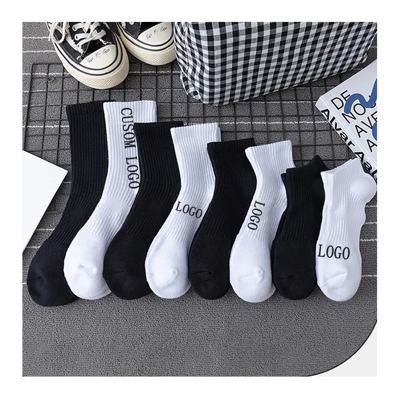 Meias atléticas personalizadas unissex, meias de algodão 100% de qualidade, simples, masculinas, esportivas