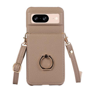 Bolso de mano tipo bandolera de cuero PU para mujer, diseño de funda para teléfono con cordón, espejo de maquillaje, correa para teléfono, funda para <span class=keywords><strong>Google</strong></span> <span class=keywords><strong>Pixel</strong></span> 10 Pro - Product Image 1