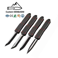 Couteau pliant tactique léger en fibre de carbone, lame en acier 5Cr13 à pointe clip, manche en alliage d'aluminium et fibre de carbone, EDC OEM