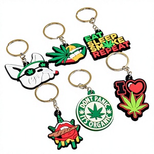 High Quality New Fashion Eco-Friendly Cartoon PVC <b>Keychains</b> with Custom Colorful Leaves Design for Smoking <b>Persons</b> in Bulk - Product Image 2