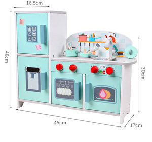 Ensemble de cuisine miniature <span class=keywords><strong>en</strong></span> gros avec réfrigérateur et cuisinière à gaz, jouet éducatif <span class=keywords><strong>en</strong></span> <span class=keywords><strong>bois</strong></span> pour enfants, gris - Product Image 2