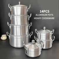 Batterie de Cuisine en Aluminium Très Vendue 14 Pièces, Ensemble d'Ustensiles de Cuisine Épais, Marmite à Soupe Antiadhésive et Faitout